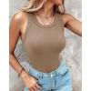 image:imageCHICME 2 Piece Built in Bra Tank Tops for Women Ribbed Tank Top Fitness Racerback Workout TopsKhaki black