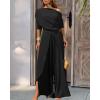 image:imageCHICME Women Summer 2 Piece Outfits Off Shoulder Batwing Sleeve Top Flowy Slit Wide Leg Pants Sets Trave Matching SetBlack