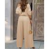 image:imageCHICME Women Summer 2 Piece Outfits Off Shoulder Batwing Sleeve Top Flowy Slit Wide Leg Pants Sets Trave Matching SetCapricot