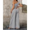 image:imageCHICME Womens Jumpsuit Dressy One Shoulder Buckle Decor Ruched Wide Leg Jumpsuits Elegant Party OverallQgray