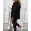 image:imageCHICME Womens Suits 2 Piece Set Notched Collar Blazer and Drawstring Pants Suits Set Casual Business OutfitsAblack
