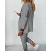 image:imageCHICME Womens Suits 2 Piece Set Notched Collar Blazer and Drawstring Pants Suits Set Casual Business OutfitsDark Grey