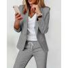 image:imageCHICME Womens Suits 2 Piece Set Notched Collar Blazer and Drawstring Pants Suits Set Casual Business OutfitsDark Grey