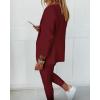 image:imageCHICME Womens Suits 2 Piece Set Notched Collar Blazer and Drawstring Pants Suits Set Casual Business OutfitsDark Red