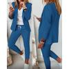 image:imageCHICME Womens Suits 2 Piece Set Notched Collar Blazer and Drawstring Pants Suits Set Casual Business OutfitsPurplish Blue