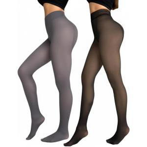 image:imageCHICME 2Pack Magic Fleece Lined Leggings Thermal Pantyhose High Waist Leggings TightsGno Fleece  Blackgray  Nf 50f70f