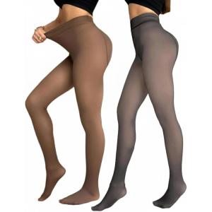 image:imageCHICME 2Pack Magic Fleece Lined Leggings Thermal Pantyhose High Waist Leggings TightsHno Fleece  Graybrown  Nf 50f70f