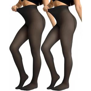 image:imageCHICME 2Pack Magic Fleece Lined Leggings Thermal Pantyhose High Waist Leggings TightsIthick Fleece  Blackblack  Tf 20f40f