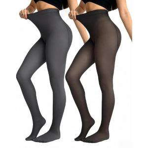 image:imageCHICME 2Pack Magic Fleece Lined Leggings Thermal Pantyhose High Waist Leggings TightsKthick Fleece  Blackgray  Tf 20f40f