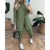 image:imageCHICME 2 Piece Long Sleeve Lounge Outfits for Women Mock Neck Decorative Button Slit Top and Stretchy Cuffed Pants SetArmy Green
