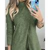 image:imageCHICME 2 Piece Long Sleeve Lounge Outfits for Women Mock Neck Decorative Button Slit Top and Stretchy Cuffed Pants SetArmy Green