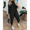 image:imageCHICME 2 Piece Long Sleeve Lounge Outfits for Women Mock Neck Decorative Button Slit Top and Stretchy Cuffed Pants SetBlack