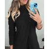 image:imageCHICME 2 Piece Long Sleeve Lounge Outfits for Women Mock Neck Decorative Button Slit Top and Stretchy Cuffed Pants SetBlack