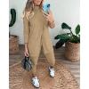 image:imageCHICME 2 Piece Long Sleeve Lounge Outfits for Women Mock Neck Decorative Button Slit Top and Stretchy Cuffed Pants SetKhaki