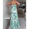 image:imageCHICME Floral Printed Prom Dress Tie Ruched Shirred Bandeau Party Dress Slim Fit Ruffle Hem Vacation DressesFloral Green