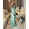 image:imageCHICME Floral Printed Prom Dress Tie Ruched Shirred Bandeau Party Dress Slim Fit Ruffle Hem Vacation DressesFloral Green