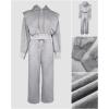 image:imageCHICME Womens 2 Piece Outfits Cropped Long Sleeve Hoodie and Wide Leg Sweatpants Set Fall Fashion Sweatsuit TracksuitAgray