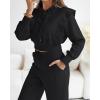 image:imageCHICME Womens 2 Piece Outfits Cropped Long Sleeve Hoodie and Wide Leg Sweatpants Set Fall Fashion Sweatsuit TracksuitBlack