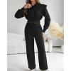 image:imageCHICME Womens 2 Piece Outfits Cropped Long Sleeve Hoodie and Wide Leg Sweatpants Set Fall Fashion Sweatsuit TracksuitBlack