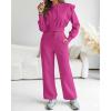 image:imageCHICME Womens 2 Piece Outfits Cropped Long Sleeve Hoodie and Wide Leg Sweatpants Set Fall Fashion Sweatsuit TracksuitHot Pink