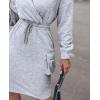 image:imageCHICME Womens Hoodie Dress Long Sleeve Wrap V Neck Drawstring Waist Pullover Casual Sweatshirt Dress with Flap Pockets
