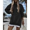 image:imageCHICME Womens Oversized Long Hoodie Dress Fall Outfits Comfrt Pullover Sweatshirt Winter ClothingBlack