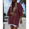 image:imageCHICME Womens Oversized Long Hoodie Dress Fall Outfits Comfrt Pullover Sweatshirt Winter ClothingWine Red
