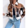image:imageCHICME Womens Plaid Fleece Jacket Long Sleeve Sherpa Lined Winter Jackets Warm CoatKhaki