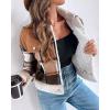 image:imageCHICME Womens Plaid Fleece Jacket Long Sleeve Sherpa Lined Winter Jackets Warm CoatKhaki