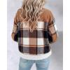 image:imageCHICME Womens Plaid Fleece Jacket Long Sleeve Sherpa Lined Winter Jackets Warm CoatKhaki