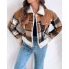 image:imageCHICME Womens Plaid Fleece Jacket Long Sleeve Sherpa Lined Winter Jackets Warm CoatKhaki