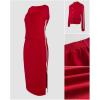 image:imageCHICME Womens Three Piece Outfits Striped Long Sleeve Bomber Jacket Midi Skirt Set Ribbed Knit Tank TracksuitAred