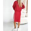 image:imageCHICME Womens Three Piece Outfits Striped Long Sleeve Bomber Jacket Midi Skirt Set Ribbed Knit Tank TracksuitAred