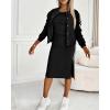 image:imageCHICME Womens Three Piece Outfits Striped Long Sleeve Bomber Jacket Midi Skirt Set Ribbed Knit Tank TracksuitBlack
