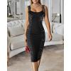 image:imageWomens Sexy Elegant Rhinestone Square Neck Sleeveless Bodycon Midi Dress Cocktail Party Club Night Out DressBlack