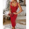 image:imageWomens Sexy Elegant Rhinestone Square Neck Sleeveless Bodycon Midi Dress Cocktail Party Club Night Out DressRed