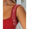 image:imageWomens Sexy Elegant Rhinestone Square Neck Sleeveless Bodycon Midi Dress Cocktail Party Club Night Out DressRed