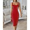 image:imageWomens Sexy Elegant Rhinestone Square Neck Sleeveless Bodycon Midi Dress Cocktail Party Club Night Out DressRed