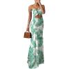 image:imageCHICME Floral Printed Prom Dress Tie Ruched Shirred Bandeau Party Dress Slim Fit Ruffle Hem Vacation DressesFloral Green