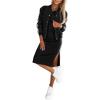 image:imageCHICME Womens Three Piece Outfits Striped Long Sleeve Bomber Jacket Midi Skirt Set Ribbed Knit Tank TracksuitBlack