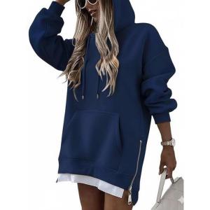image:imageCHICME Womens Oversized Long Hoodie Dress Fall Outfits Comfrt Pullover Sweatshirt Winter ClothingPurplish Blue