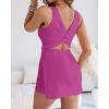 image:imageCHICME Womens Sleeveless Square Neck Bodycon Mini Dress Ruched Cocktail Party Romper DressesHot Pink