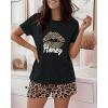 image:imageCHICME Pajamas Set for Women 2 Piece Pjs Lounge Set Soft Short Sleeve Tops and Sleep Shorts with PocketBlack
