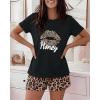 image:imageCHICME Pajamas Set for Women 2 Piece Pjs Lounge Set Soft Short Sleeve Tops and Sleep Shorts with PocketBlack