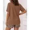 image:imageCHICME Pajamas Set for Women 2 Piece Pjs Lounge Set Soft Short Sleeve Tops and Sleep Shorts with PocketCoffee