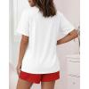 image:imageCHICME Pajamas Set for Women 2 Piece Pjs Lounge Set Soft Short Sleeve Tops and Sleep Shorts with PocketEwhite