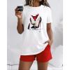 image:imageCHICME Pajamas Set for Women 2 Piece Pjs Lounge Set Soft Short Sleeve Tops and Sleep Shorts with PocketEwhite