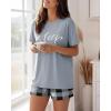 image:imageCHICME Pajamas Set for Women 2 Piece Pjs Lounge Set Soft Short Sleeve Tops and Sleep Shorts with PocketGray