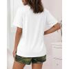 image:imageCHICME Pajamas Set for Women 2 Piece Pjs Lounge Set Soft Short Sleeve Tops and Sleep Shorts with PocketNwhite