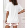 image:imageCHICME Pajamas Set for Women 2 Piece Pjs Lounge Set Soft Short Sleeve Tops and Sleep Shorts with PocketOwhite